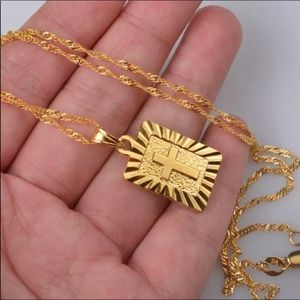 New 18K gold plated cross necklace